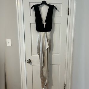 Size 8 Catherine Malandrino black & silver silk gown